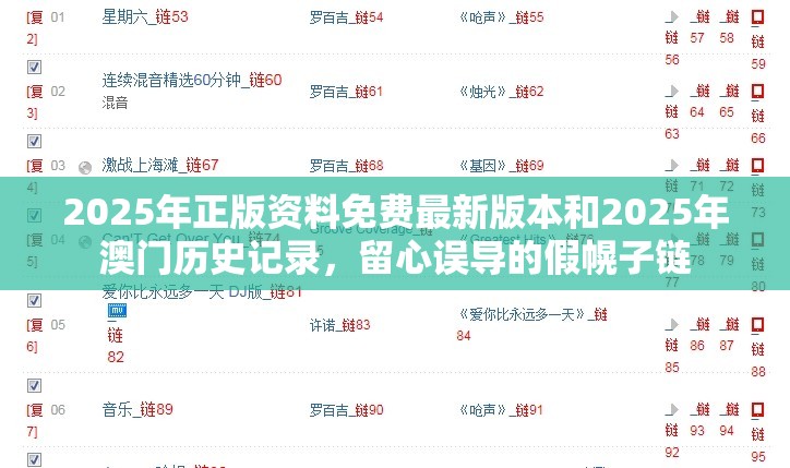 2025年正版资料免费最新版本和2025年澳门历史记录，留心误导的假幌子链