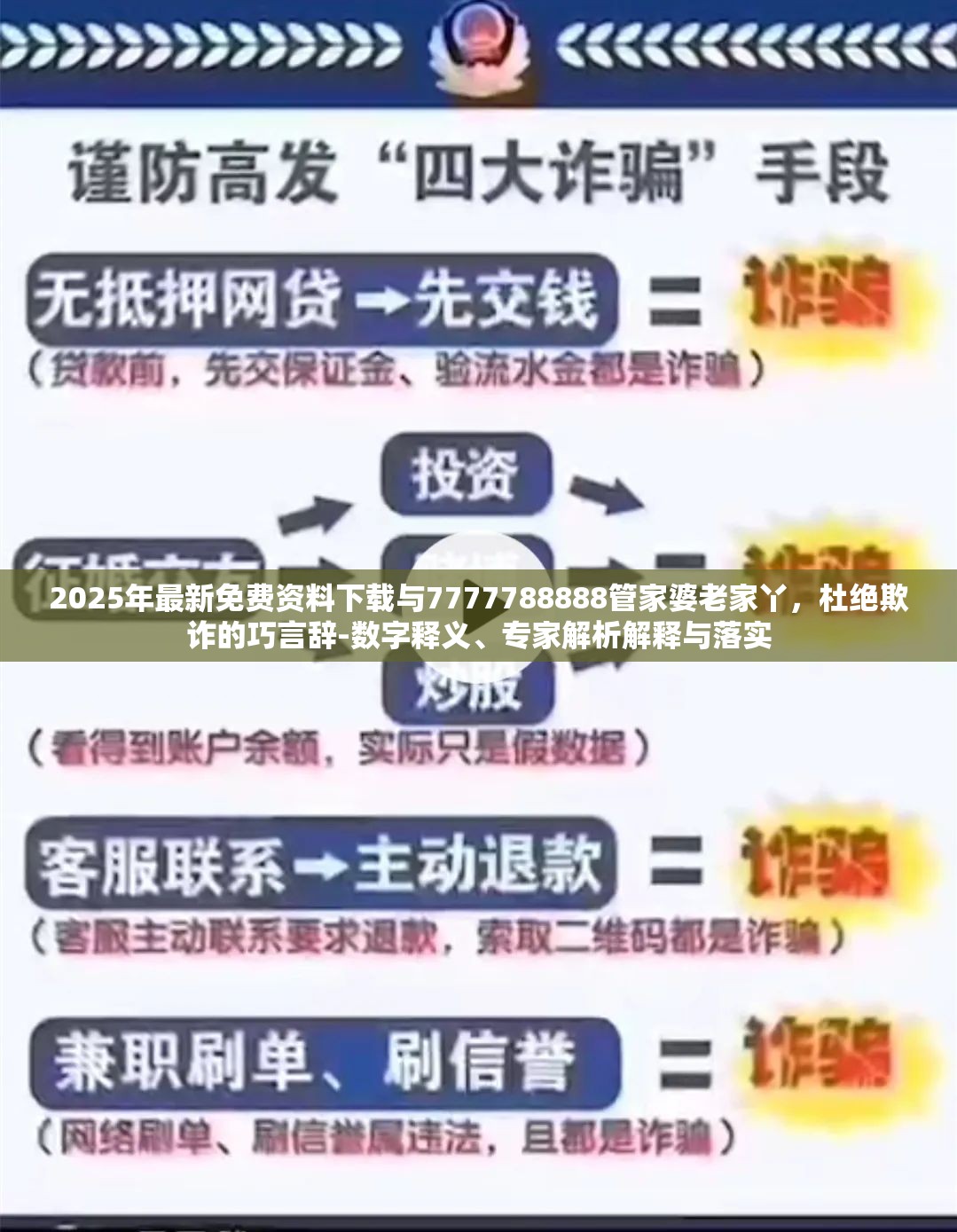 2025年最新免费资料下载与7777788888管家婆老家丫，杜绝欺诈的巧言辞-数字释义、专家解析解释与落实