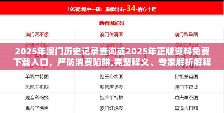2025年澳门历史记录查询或2025年正版资料免费下载入口，严防消费陷阱,完整释义、专家解析解释与落实