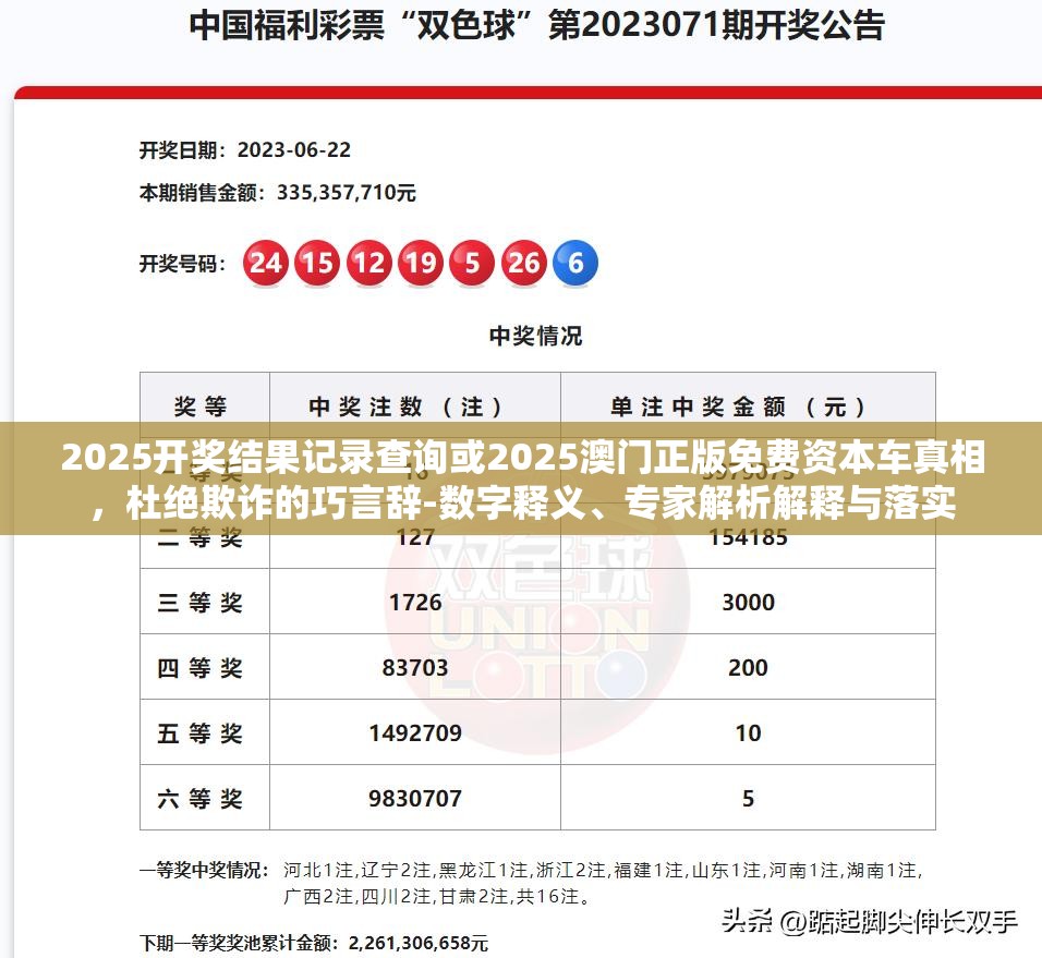 2025开奖结果记录查询或2025澳门正版免费资本车真相，杜绝欺诈的巧言辞-数字释义、专家解析解释与落实